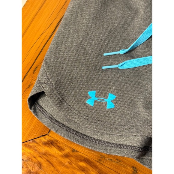 Under Armour Women's Gray Athletic Shorts Blue Waistband Drawstring Size Medium - Picture 7 of 7